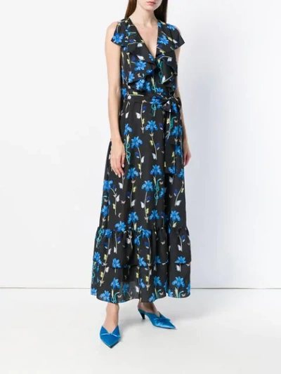 Shop Borgo De Nor Butterfly Print Ruffle Trim Dress In Black