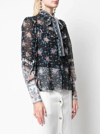 Shop Ulla Johnson Floral Blouse In Blue