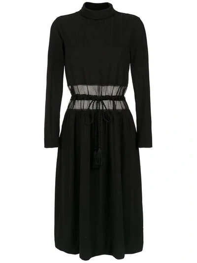 Shop À La Garçonne Sheer Panel Midi Dress In Black