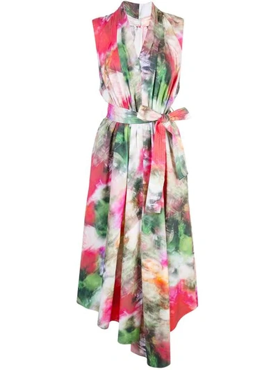 Shop Adam Lippes Asymmetric Floral Print Dress In Multicolour
