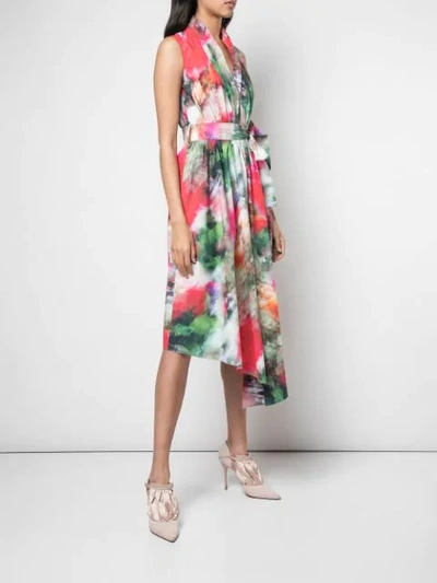 Shop Adam Lippes Asymmetric Floral Print Dress In Multicolour