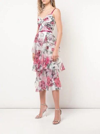 Shop Marchesa Notte Sleeveless Printed Dress In White