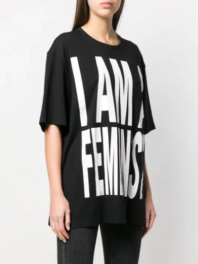 MARLIES DEKKERS I AM A FEMINIST超大款印花T恤 - 黑色