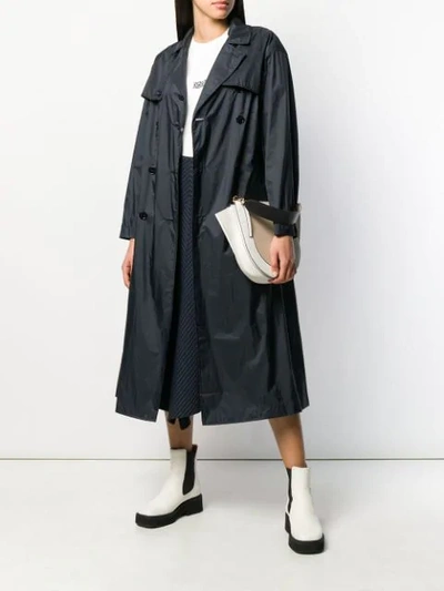 Shop Mackintosh Belted Trench Coat In Blue