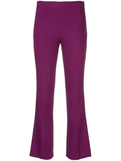 Shop Giambattista Valli Flared Cropped Trousers In Purple