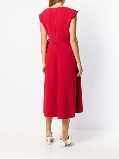 Shop Bottega Veneta Bow Front Midi Dress In Red
