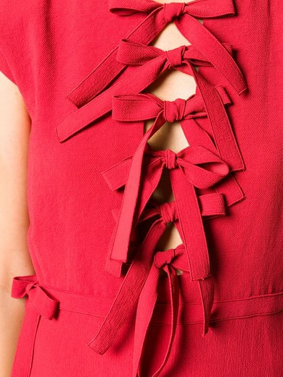 Shop Bottega Veneta Bow Front Midi Dress In Red