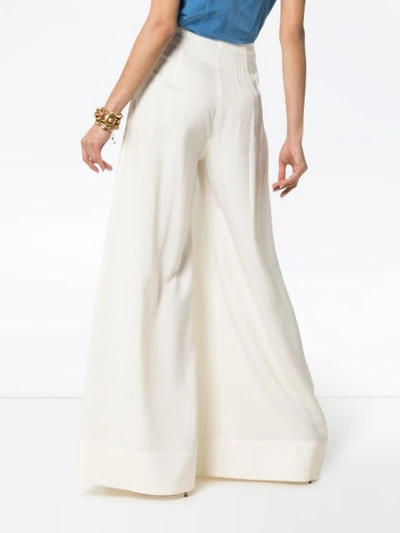 Shop Jacquemus High-waisted Wide Leg Pleated Trousers In Off - White