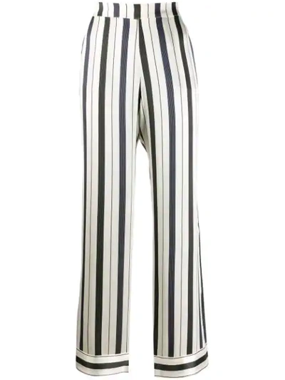 Shop Asceno Striped Straight-leg Trousers In White