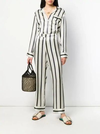 Shop Asceno Striped Straight-leg Trousers In White