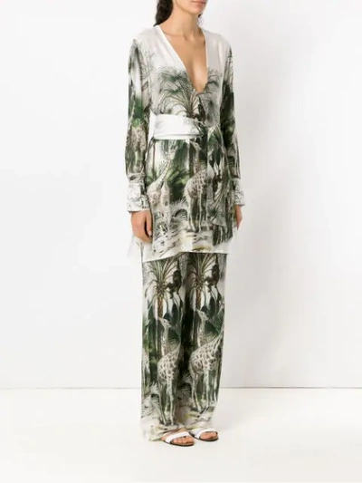 Shop Adriana Degreas Silk Pyjama Set In Green