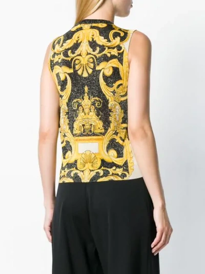 Shop Versace Baroque Glittered Knit Top In Black