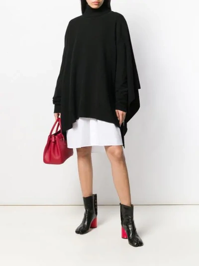 MAISON MARGIELA DRAPED KNITTED PONCHO - 黑色