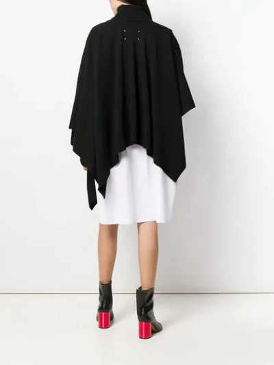 Shop Maison Margiela Draped Knitted Poncho In Black