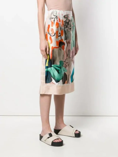 Shop Marni Patchwork Skirt In Neutrals