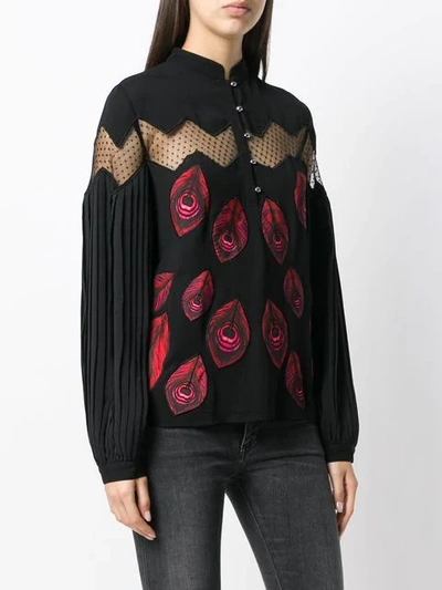 Shop Just Cavalli Sheer Panel Blouse In Black