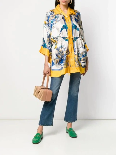 Shop Gucci Printed Kimono Shirt In Yellow