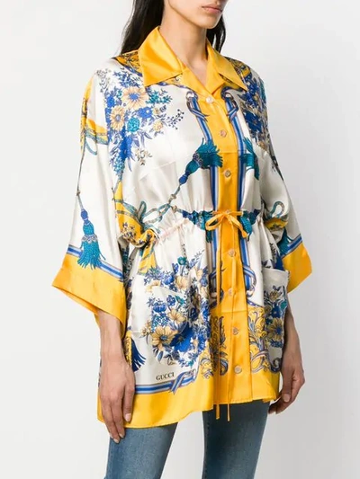 Shop Gucci Printed Kimono Shirt In Yellow
