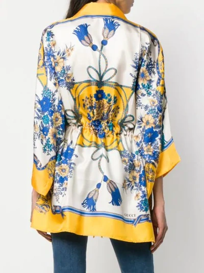 Shop Gucci Printed Kimono Shirt In Yellow