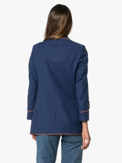 Shop Gucci Contrast-piping Blazer In Blue