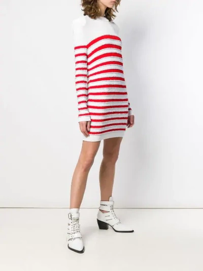 Shop Balmain Striped Sweater Dress In White