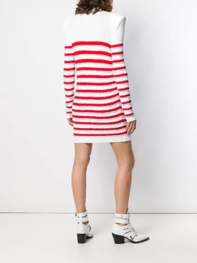 Shop Balmain Striped Sweater Dress In White