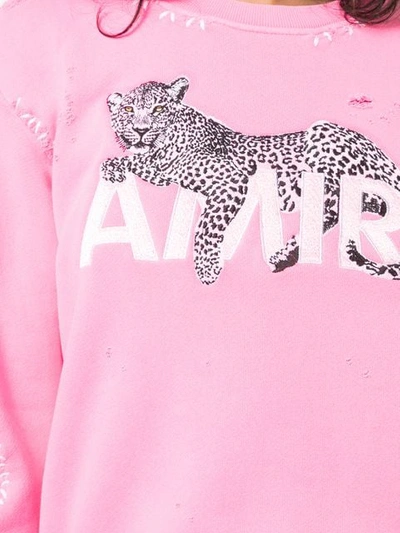 Shop Amiri Leopard Detail Sweatshirt In Pink