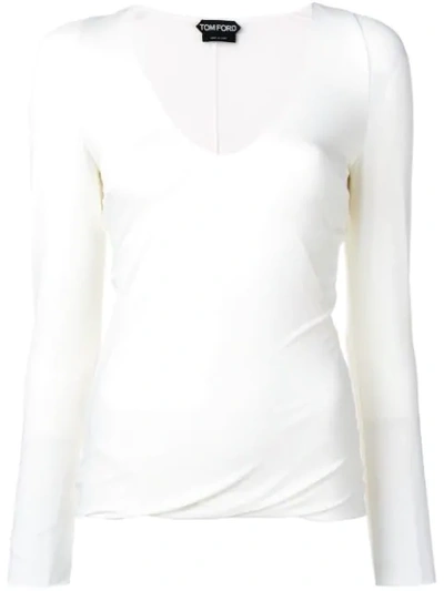 Shop Tom Ford Draped Hem Sweatshirt In White