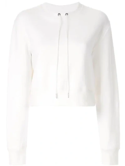 Shop Dion Lee Cropped Logo Sweatshirt In White