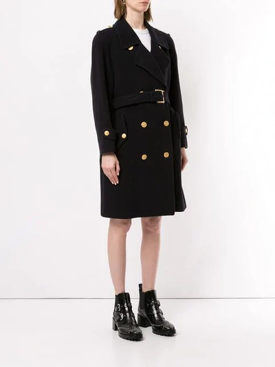 Pre-owned Burberry Button-embellished Trench - Black
