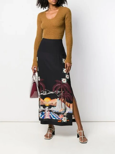 Shop Etro Sunset Print Maxi Skirt In Black