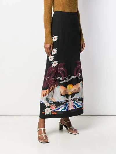 Shop Etro Sunset Print Maxi Skirt In Black