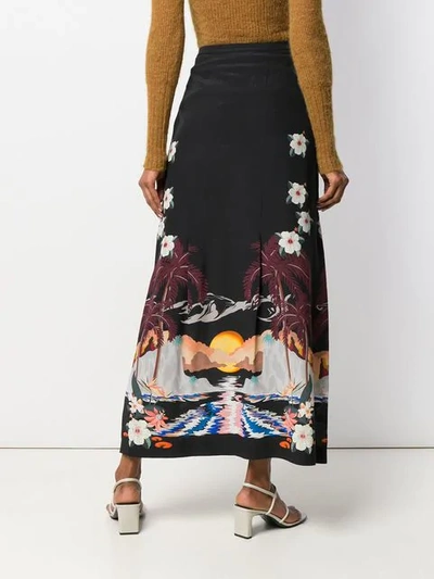 Shop Etro Sunset Print Maxi Skirt In Black
