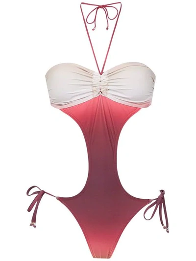 Shop Amir Slama Swimsuit With Tonal Gradient Effect In Red