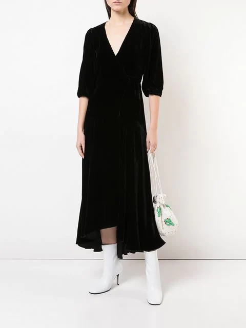 ganni velvet wrap dress