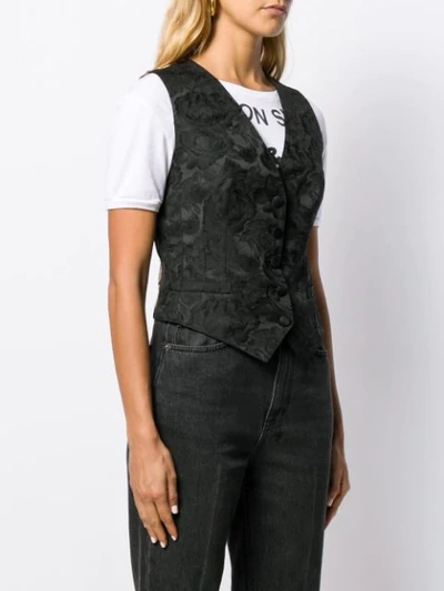 Shop Dolce & Gabbana Floral Embroidered Waistcoat In Black