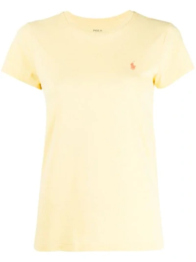 Shop Polo Ralph Lauren Logo Embroidered T-shirt - Yellow