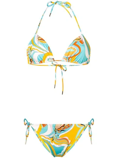 Shop Emilio Pucci Badea Print Triangle Bikini - Yellow