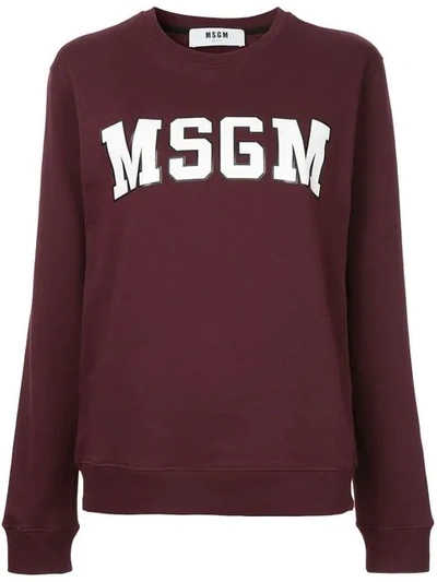 Shop Msgm Sweatshirt Mit Logo In Red