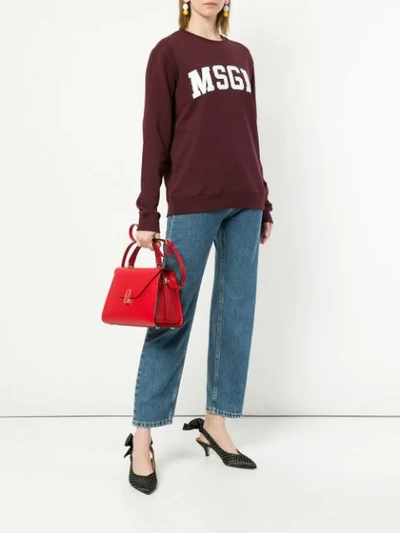 Shop Msgm Sweatshirt Mit Logo In Red