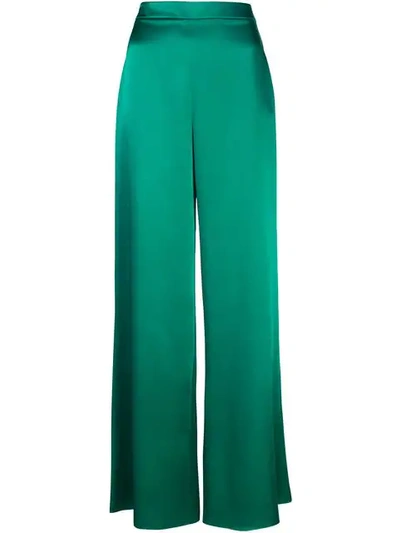 Shop Cushnie Satin Flare Trousers In Green