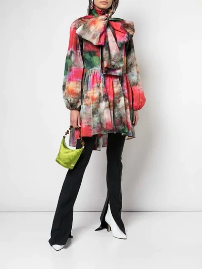 Shop Adam Lippes Floral Print Pussy Bow Coat In Multicolour