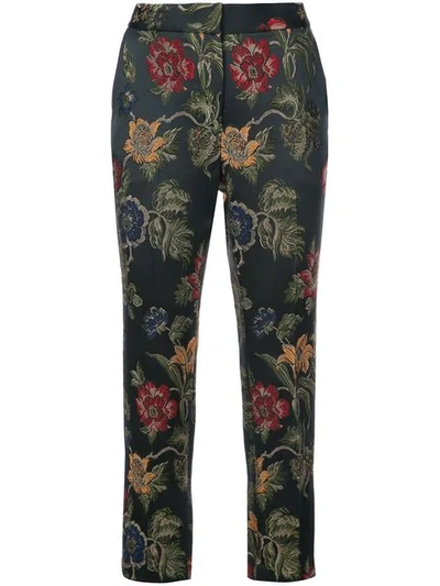 ROSETTA GETTY FLORAL EMBROIDERED TAILORED TROUSERS - 黑色