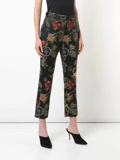 ROSETTA GETTY FLORAL EMBROIDERED TAILORED TROUSERS - 黑色