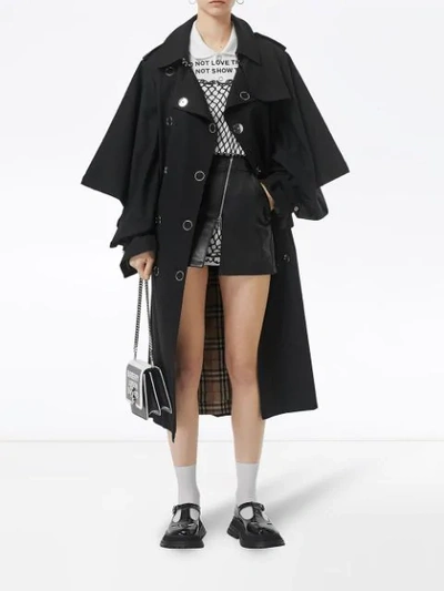 Shop Burberry Cape Sleeve Gabardine Trench Coat In Black