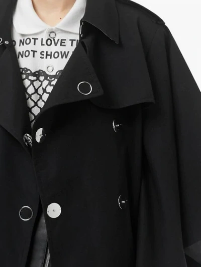 Shop Burberry Cape Sleeve Gabardine Trench Coat In Black