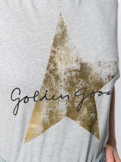 Shop Golden Goose Foil-effect Star-print T-shirt In Grey