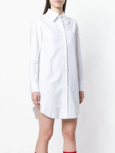 Shop Thom Browne Frayed Oxford Shirtdress In 100 White