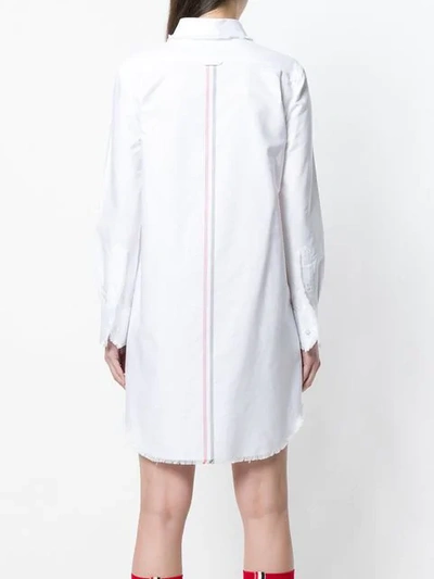 Shop Thom Browne Frayed Oxford Shirtdress In 100 White
