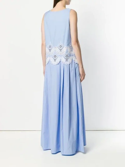 Shop Ermanno Scervino Long Embroidered Dress - Blue